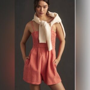 Anthropologie Pilcro Sleeveless Smocked Romper